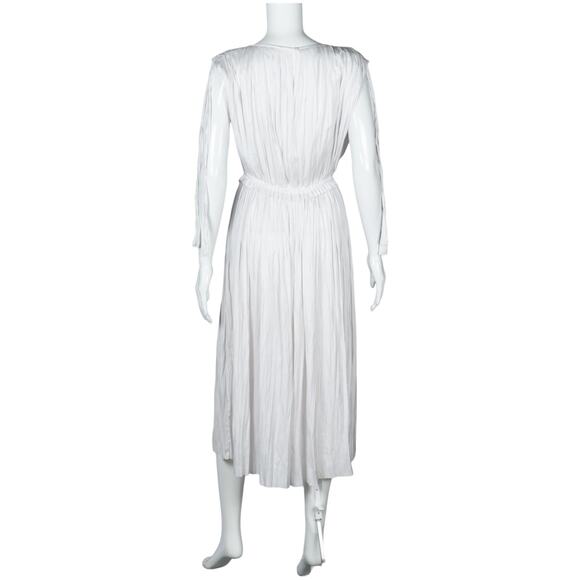 ULLA JOHNSON White Alessa Crew Neck Sleeve Less Pleated Midi Dress Size S - Picture 2 of 2